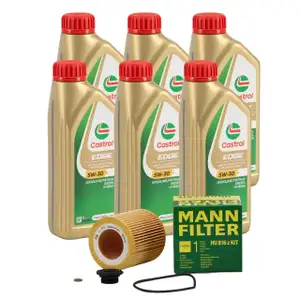 6L CASTROL EDGE 5W-30 M LL-04 Motor&ouml;l + MANN &Ouml;lfilter f&uuml;r BMW F20/21 F30-34 F32-36 X1 N20