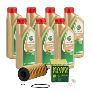 7L CASTROL EDGE 5W-30 M LL-04 Motor&ouml;l + MANN &Ouml;lfilter f&uuml;r BMW 5er F10 F11 M550d M50d N57