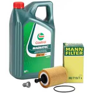 5L CASTROL MAGNATEC 5W-40 DPF Motoröl + MANN Ölfilter für AUDI FORD SEAT SKODA VW TDI