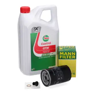 5L CASTROL GTX 10W-40 A3/B4 Motor&ouml;l + MANN &Ouml;lfilter f&uuml;r VW Golf 1 2 3 Passat Polo 86 T4