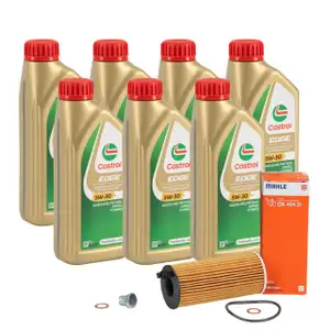7L CASTROL EDGE 5W-30 M Motor&ouml;l + MAHLE &Ouml;lfilter f&uuml;r BMW 1er 3er 5er X1 MINI N47 B47 N57