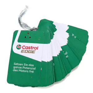 50x CASTROL Ölzettel Ölwechselanhänger Ölanhänger Öldienstzettel Serviceanhänger