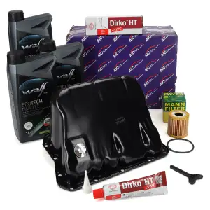 AIC &Ouml;lwanne + MANN &Ouml;lfilter + Dichtmasse + 3L WOLF 0W40 Motor&ouml;l f&uuml;r SMART 450 451 0.6 0.7