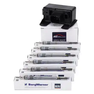 AIC Steuergerät Glühzeit + 6x BERU Glühkerze für MERCEDES W210 W211 W220 OM613 OM648