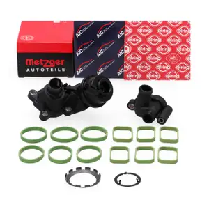 AIC K&uuml;hlmittelflansch + METZGER Regelventil + ELRING Dichtungen f&uuml;r AUDI VW 3.0 TDI