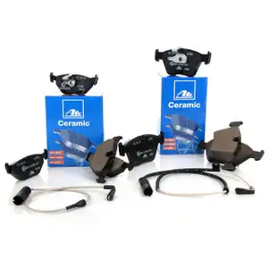 ATE Ceramic Bremsbel&auml;ge + Warnsensor f&uuml;r BMW 5er E39 Limo 520-528i 520-530d vorne + hinten