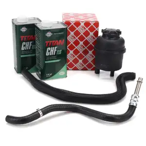 febi Ausgleichsbeh&auml;lter + Hydraulikschl&auml;uche + 2L PENTOSIN Servo&ouml;l f&uuml;r BMW E39 E38 M52 M54