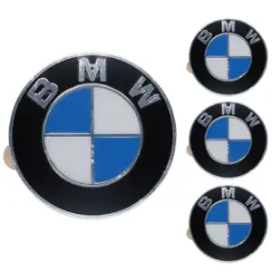 4x ORIGINAL BMW Emblem Logo Aufkleber Felgenkappe &Oslash; 64,5mm 1er 3er 5er X1 X5 36136767550
