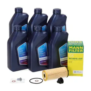 6 bottles of ORIGINAL 5W30 LongLife-04 engine oil + MANN oil filter for BMW MINI B37, B38, B47, B48