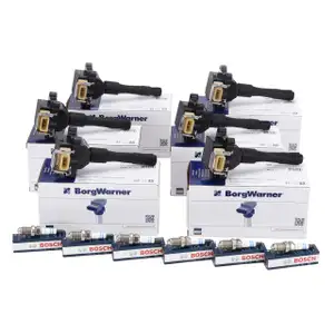 6x BERU Z&uuml;ndspule + 6x BOSCH Z&uuml;ndkerze f&uuml;r BMW 3er E36 320i 325i 5er E34 520i 525i M50