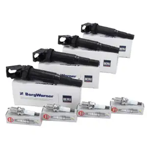 4x BERU Z&uuml;ndsple + 4x NGK Z&uuml;ndkerze f&uuml;r BMW E81-88 E46 E90-93 X1 E84 X3 E83 N45 N46