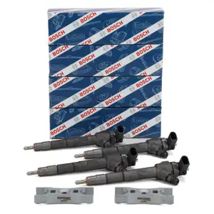 4x BOSCH Einspritzdüse + 2x METZGER Halter für VW Golf 6 Passat B7 A3 A4 A6 Q3 Q5 2.0 TDI