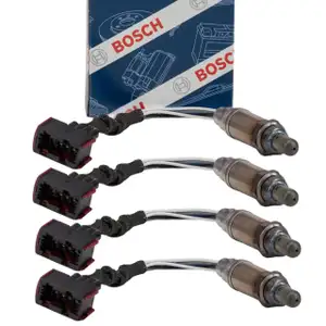 4x BOSCH VOR+NACH Kat Lambdasonde f&uuml;r PORSCHE Boxster (986) 2.5 2.7 S 3.2 ohne OBD