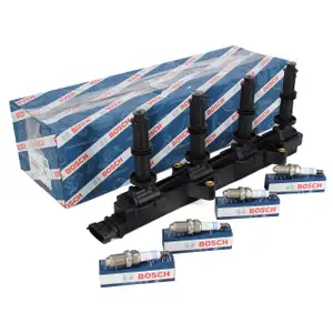 BOSCH Zündspule + 4x BOSCH Zündkerze für OPEL Signum CC Vectra C Zafira B 2.2 150/155 PS