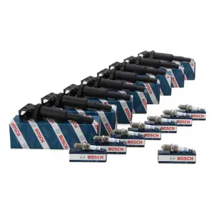 8x BOSCH Z&uuml;ndspule + 8x BOSCH Z&uuml;ndkerze f&uuml;r BMW 5er E60 E61 6er E63 E64 7er E65-67 X5 N62