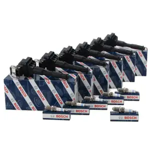 6x BOSCH Z&uuml;ndspule + 6x BOSCH FR78 Z&uuml;ndkerze f&uuml;r BMW 3er E36 E46 E39 E38 Z3 M50 M52 M54