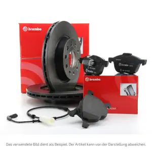BREMBO Bremsscheiben + Bremsbel&auml;ge + Sensor f&uuml;r ALFA ROMEO Giulia Stelvio 2.0 2.2D vorne