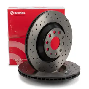 BREMBO XTRA Bremsscheiben Satz f&uuml;r VW Golf 5 6 7 8 Passat Tiguan AUDI A3 hinten 5Q0615601E