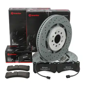 BREMBO Bremsscheiben + Bremsbel&auml;ge + Sensor f&uuml;r ALFA ROMEO Giulia Stelvio 2.9 Q4 vorne