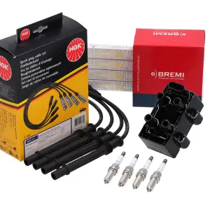 BREMI Z&uuml;ndspule + NGK Kabelsatz + 4x ORIGINAL Z&uuml;ndkerze f&uuml;r RENAULT Clio 3 2 1.2 16V