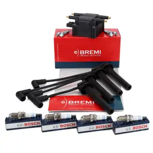 BREMI Z&uuml;ndspule + Z&uuml;ndkabelsatz + 4x BOSCH Z&uuml;ndkerze f&uuml;r MINI R50 R53 R52 W10 W11 75-170