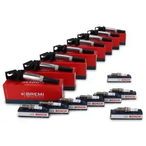 8x BREMI Z&uuml;ndspule + 8x BOSCH Z&uuml;ndkerze f&uuml;r BMW F10/11 F12/13 F01-04 X5 E70 X6 E71 E72 N63