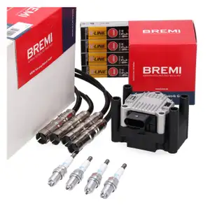 BREMI Z&uuml;ndspule + Kabelsatz + 4x NGK Z&uuml;ndkerze f&uuml;r VW Golf 5 Passat B5 B6 A4 B5 1.6