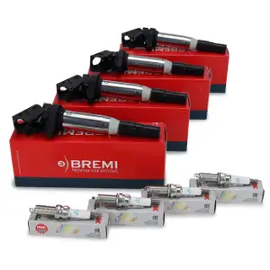 4x BREMI Zündspule + 4x NGK Zündkerze für VW Passat B5 AUDI A4 B5 B6 B7 A6 SEAT Exeo 1.8 T