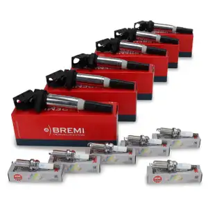 6x BREMI Z&uuml;ndspule + 6x NGK Z&uuml;ndkerze f&uuml;r BMW E81-88 E90-93 E60/61 E63/64 X1 X3 X5 N51 N52