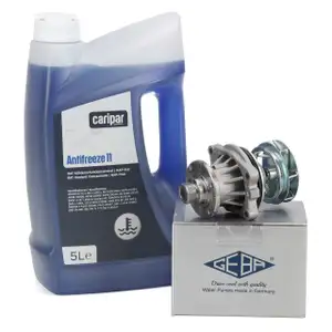 GEBA Wasserpumpe + 5L C48 Frostschutz f&uuml;r BMW E36 E46 E34 E39 E60 E61 E38 X3 M50 M52 M54