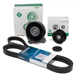 DAYCO 6PK2385 V-ribbed belt + INA tensioner arm + pulleys for CHRYSLER MERCEDES M112 M113