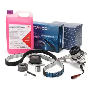 DAYCO Zahnriemensatz + PIERBURG Wasserpumpe + FEBI 5L Frostschutz VW Golf 8 Passat 2.0 TDI
