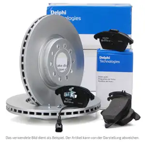 DELPHI Bremsscheiben + Bremsbel&auml;ge + Sensor f&uuml;r VW Golf 4 Bora New Beetle AUDI 8L1 vorne