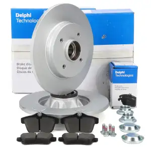 DELPHI Bremsscheiben + Radlager Satz + Bremsbel&auml;ge f&uuml;r PSA DS4 DS5 3008 (0U_) hinten