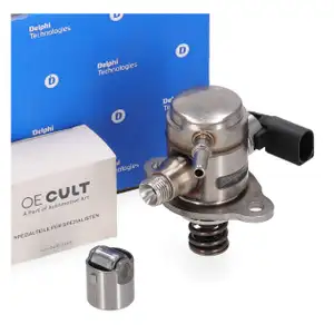 DELPHI Hochdruckpumpe + OE-Cult St&ouml;&szlig;el f&uuml;r VW Golf 7 8 Passat B8 Polo 6 Tiguan 1.5 TGI/TSI