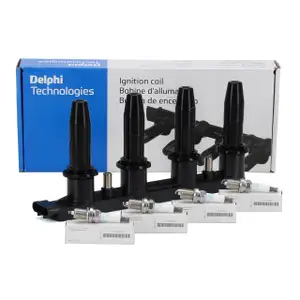 DELPHI Z&uuml;ndspule + 4x ORIGINAL GM OPEL Z&uuml;ndkerze f&uuml;r Astra J Corsa E OPC Insignia A 1.6