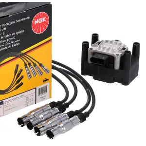 DELPHI Ignition Coil + NGK Wiring Harness for VW Golf 4, Passat B5, T5, A3, 8L1, 8P, A4, B5, B6, B7, 1.6, 2.0