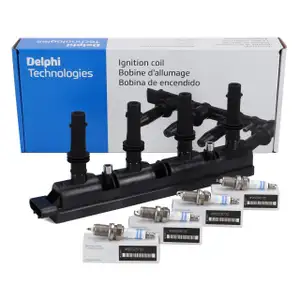 DELPHI Z&uuml;ndspule + 4x ORIGINAL OPEL Z&uuml;ndkerze f&uuml;r Adam Astra J Corsa D E B 1.2 1.4