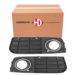 2x DIEDERICHS CHROM/SCHWARZ Blende Nebelscheinwerfer f&uuml;r AUDI A4 S4 8K B8 bis 10.2011