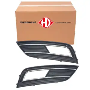 2x DIEDERICHS CHROM/SCHWARZ Blende Nebelscheinwerfer f&uuml;r AUDI A4 8K B8 ab 11.2011