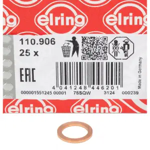 25x ELRING 110.906 Dichtring Ölablassschraube BMW LAND ROVER MERCEDES MINI OPEL TOYOTA