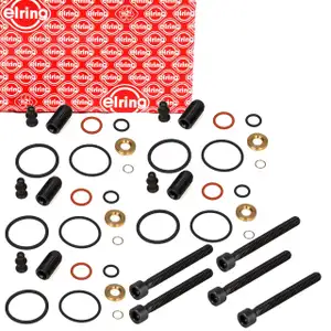 5x ELRING 900.650 Dichtungssatz Einspritzd&uuml;se + Schrauben f&uuml;r VW Touareg 7L T5 2.5 TDI