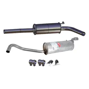 ERNST Endschalld&auml;mpfer + Mittelschalld&auml;mpfer + Anbausatz f&uuml;r VW Polo 5 1.4 1.6 / BiFuel