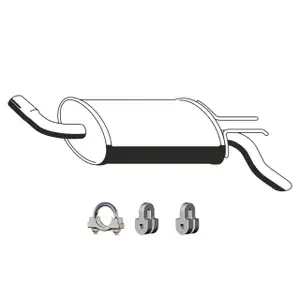 ERNST Endschalld&auml;mpfer Auspuff Endtopf + Anbausatz f&uuml;r RENAULT Twingo 1 1.2 54/55/58 PS