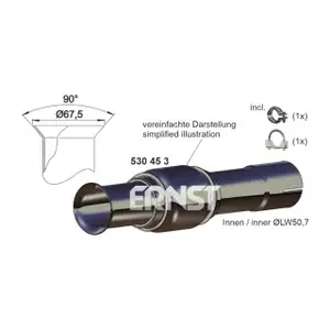 ERNST 530453 Reparaturrohr Mittelschalld&auml;pfer + Anbausatz f&uuml;r RENAULT Megane 1 Scenic 1