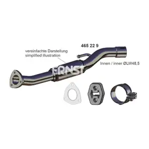 ERNST 465229 Reparaturrohr Hosenrohr KAT + Anbausatz f&uuml;r VW Polo 4 5 Ibiza Fabia 1.4 1.6