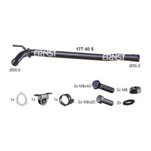 ERNST 177405 Reparaturrohr Hosenrohr KAT + Anbausatz f&uuml;r VW Transporter T4 1.9TD 2.4D