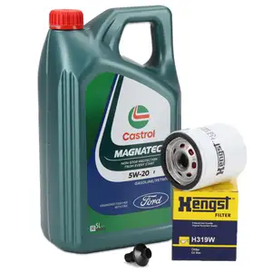 5L CASTROL MAGNATEC 5W-20 E Motor&ouml;l + HENGST &Ouml;lfilter f&uuml;r FORD 1.0-2.3 1751529
