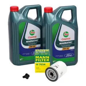 10L CASTROL 0W-30 D Motor&ouml;l + MANN &Ouml;lfilter f&uuml;r FORD Tourneo Custom Transit 2.0 EcoBlue
