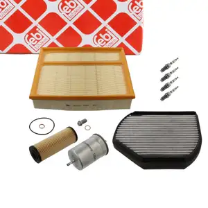 febi Filterset + 4x Z&uuml;ndkerze f&uuml;r MERCEDES W/S202 C208 180-230 bis 06.1997 M111